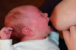 Doširoka otvorené ústa pred tým, než sa bábätko prisaje. Autor fotografií: Dušan Kecskés pre o. z. Mamila